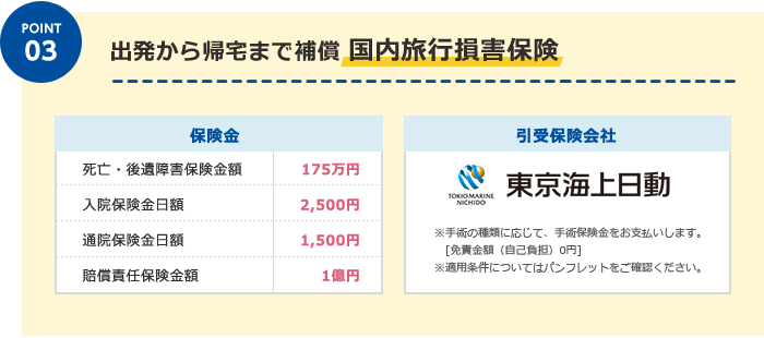 POINT03 出発から帰宅まで補償 国内旅行損害保険